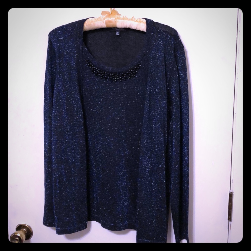 Royal blue sequins one piece blouse
